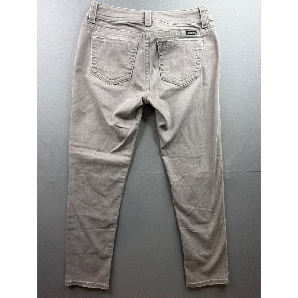 Miss Me Skinny Jeans Womens Grey‎ Distressed Mid-Rise 31x28